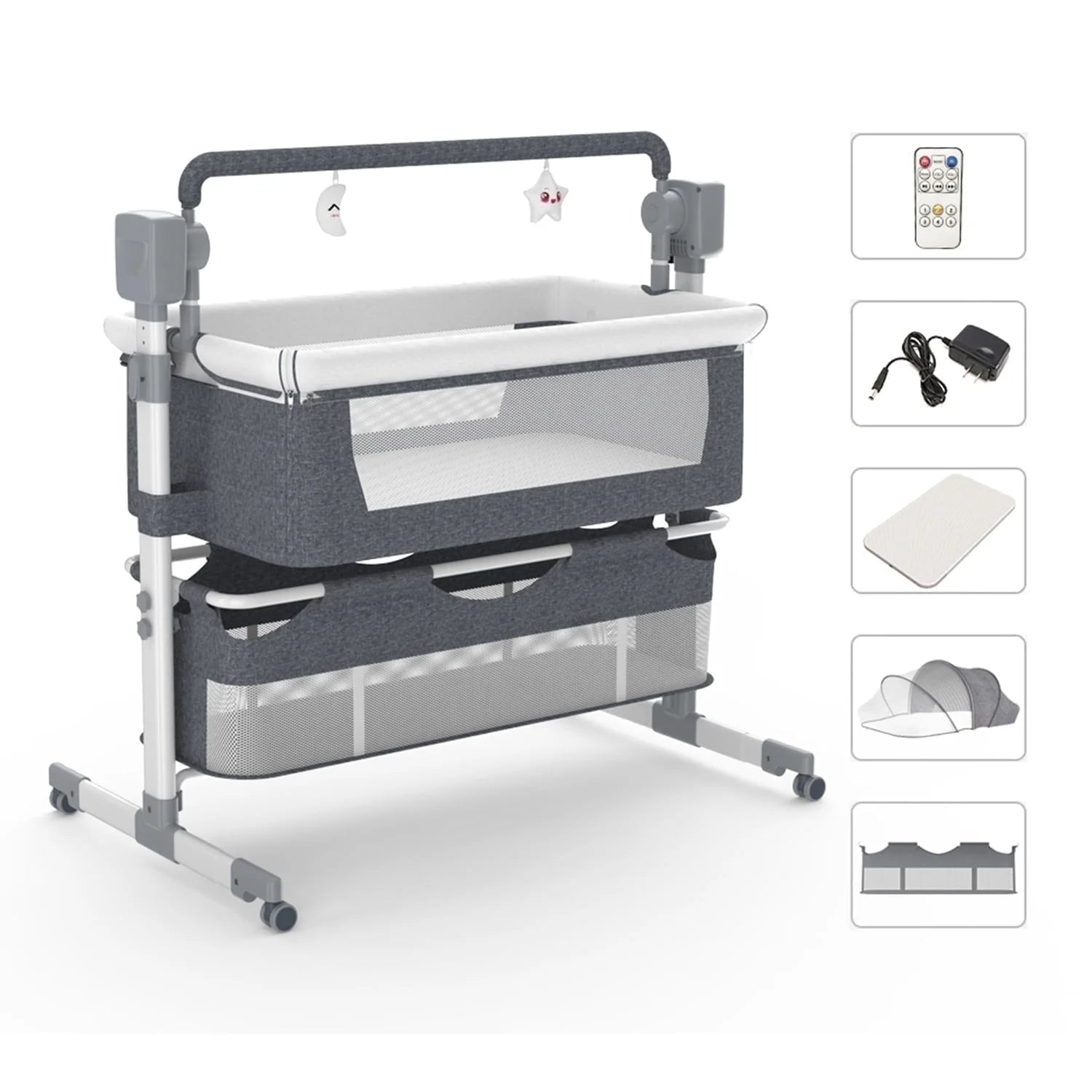 Baby Bassinet, Newborn Bedside Sleeper, Rocking Crib, Folding Portable  Infant Cradle