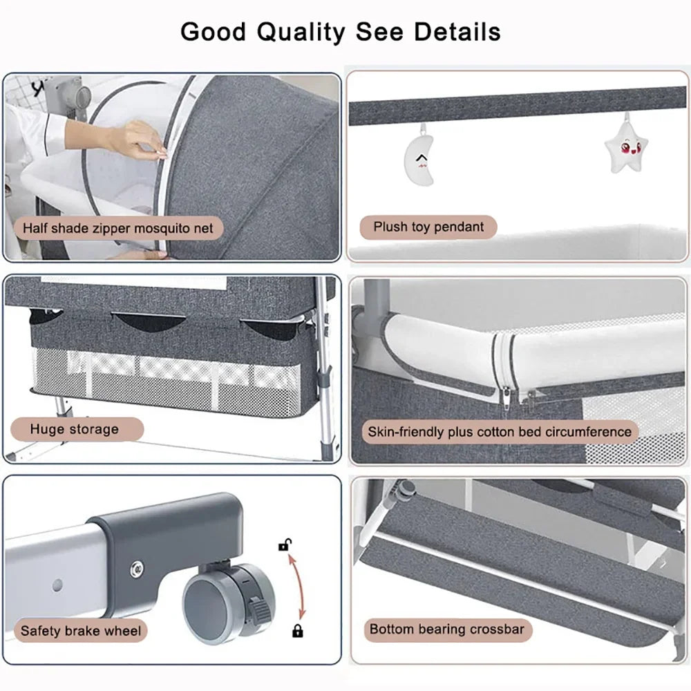 Baby Bassinet, Newborn Bedside Sleeper, Rocking Crib, Folding Portable  Infant Cradle