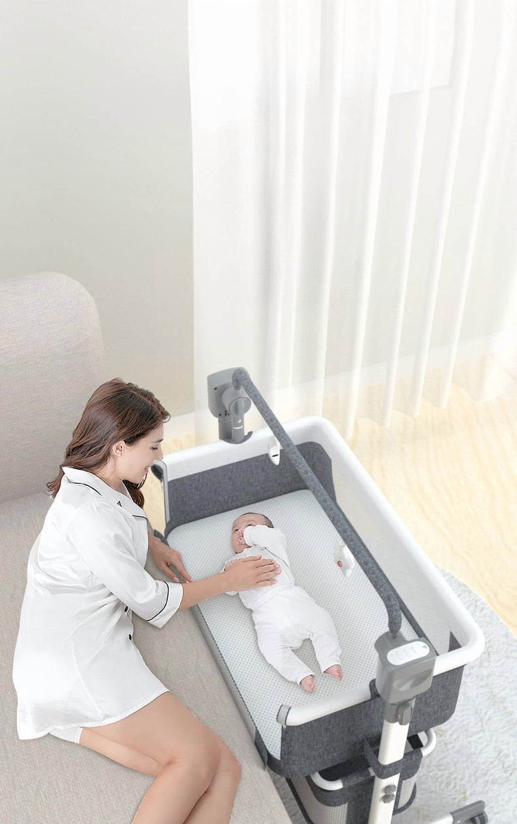 Baby Bassinet, Newborn Bedside Sleeper, Rocking Crib, Folding Portable  Infant Cradle