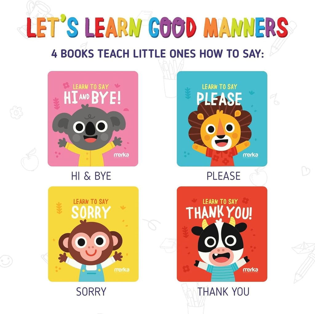 Baby Bath Books for Toddlers, 4 Pack Waterproof Bathtime Books, Bath Toys Floatable in Bathtub, Learn to Say Thank You, Sorry, Hi Bye, Please
