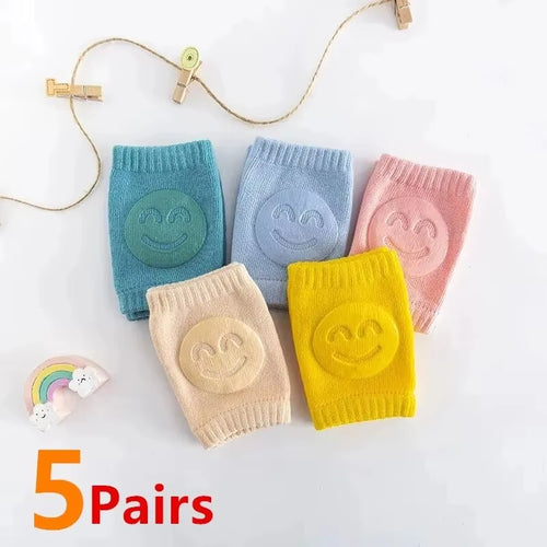 5Pairs Baby Knee Pads Toddler Crawling Anti-Slip Solid Infant Boys Girls Elbow Cushion Pad Safety Protector Toddler Leg Warmer