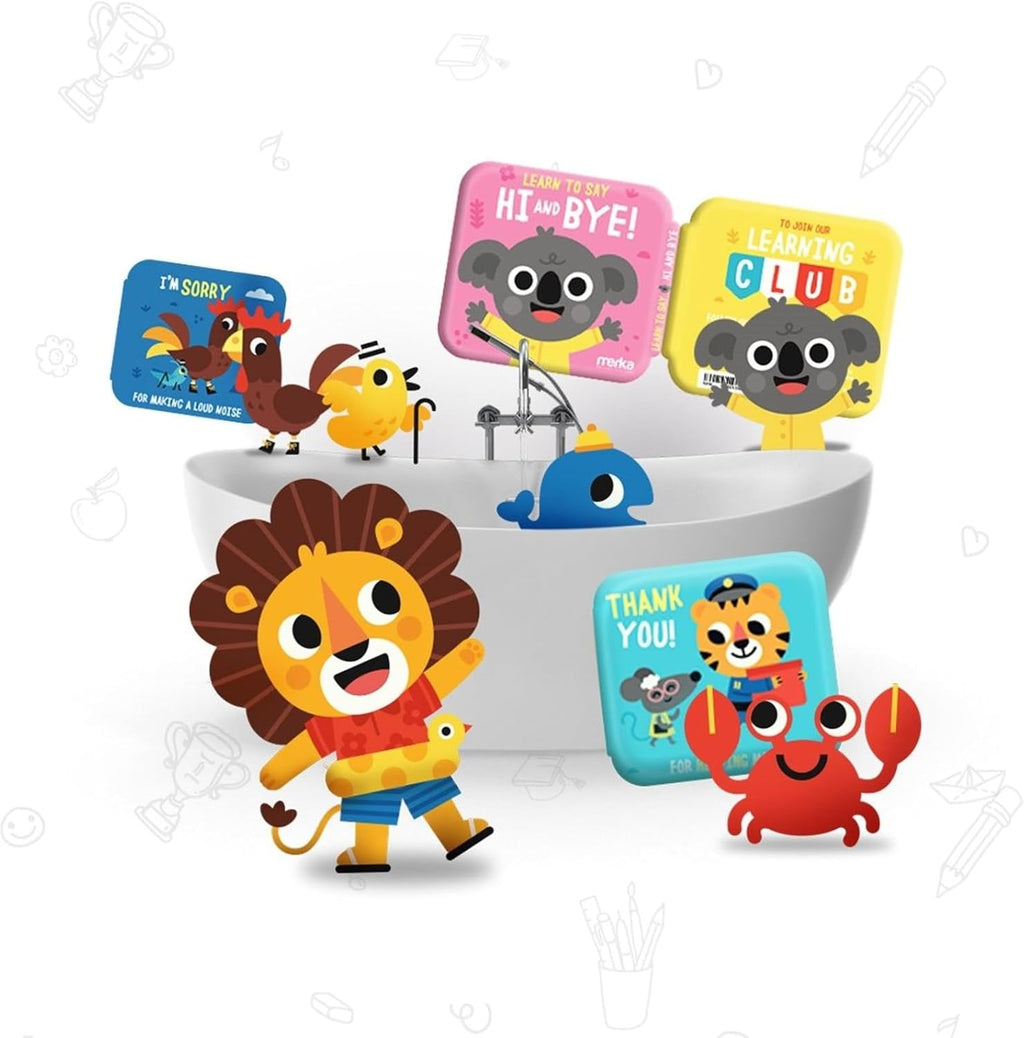Baby Bath Books for Toddlers, 4 Pack Waterproof Bathtime Books, Bath Toys Floatable in Bathtub, Learn to Say Thank You, Sorry, Hi Bye, Please
