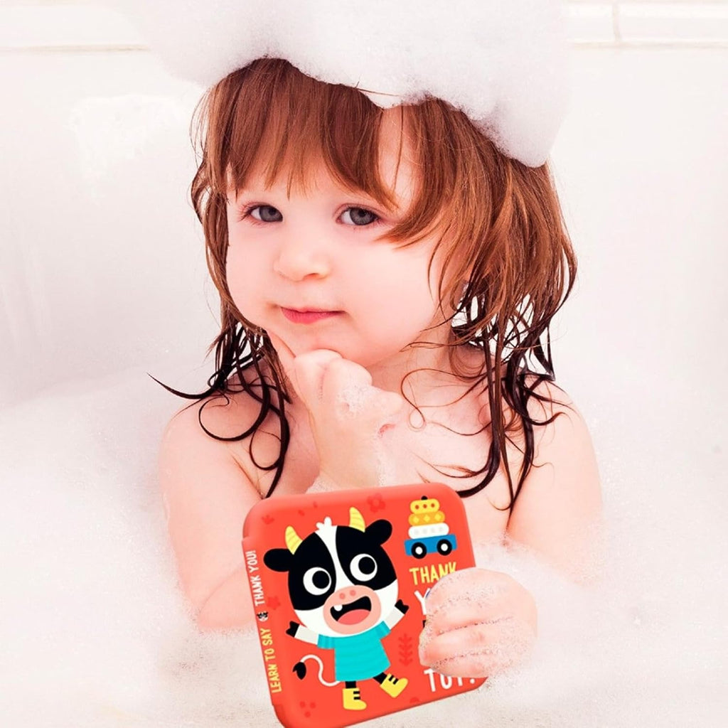 Baby Bath Books for Toddlers, 4 Pack Waterproof Bathtime Books, Bath Toys Floatable in Bathtub, Learn to Say Thank You, Sorry, Hi Bye, Please