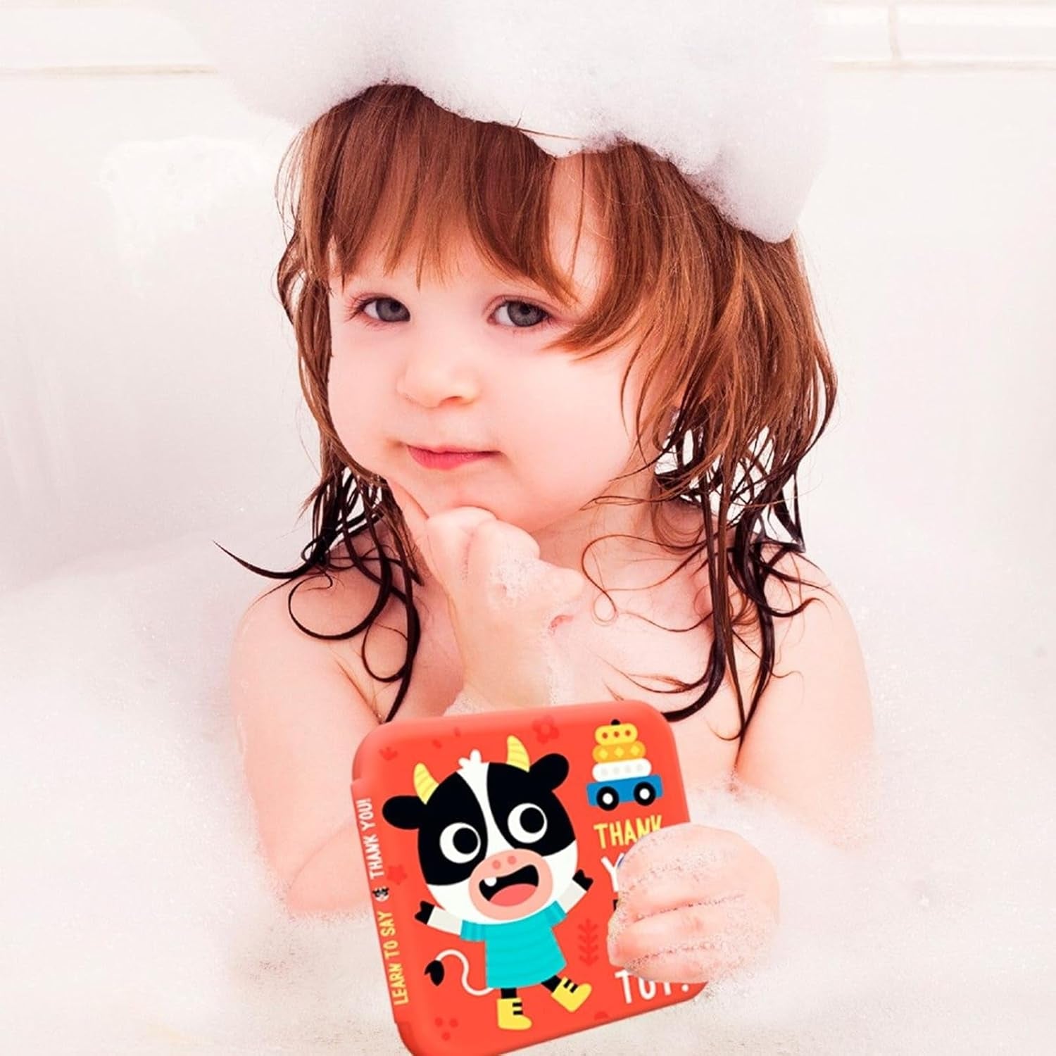 Baby Bath Books for Toddlers, 4 Pack Waterproof Bathtime Books, Bath Toys Floatable in Bathtub, Learn to Say Thank You, Sorry, Hi Bye, Please