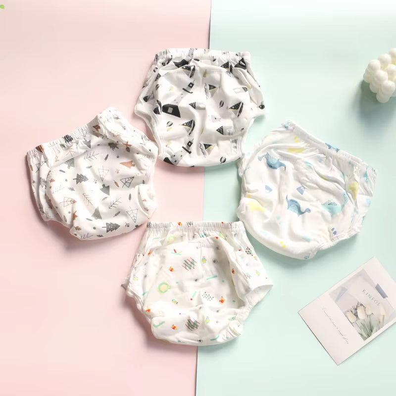 4Pc/Lot Baby Diapers Reusable Training Pants Washable Cloth Diapers Nappy Underwear