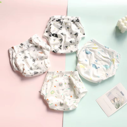 4Pc/Lot Baby Diapers Reusable Training Pants Washable Cloth Diapers Nappy Underwear